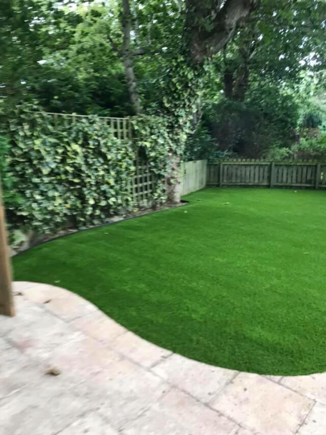 an artificial grass back garden in Peterhead