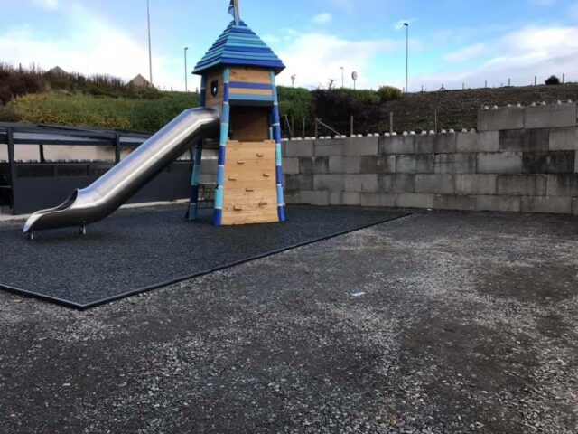 before shot of artificial grass installation at play area at Brewdog